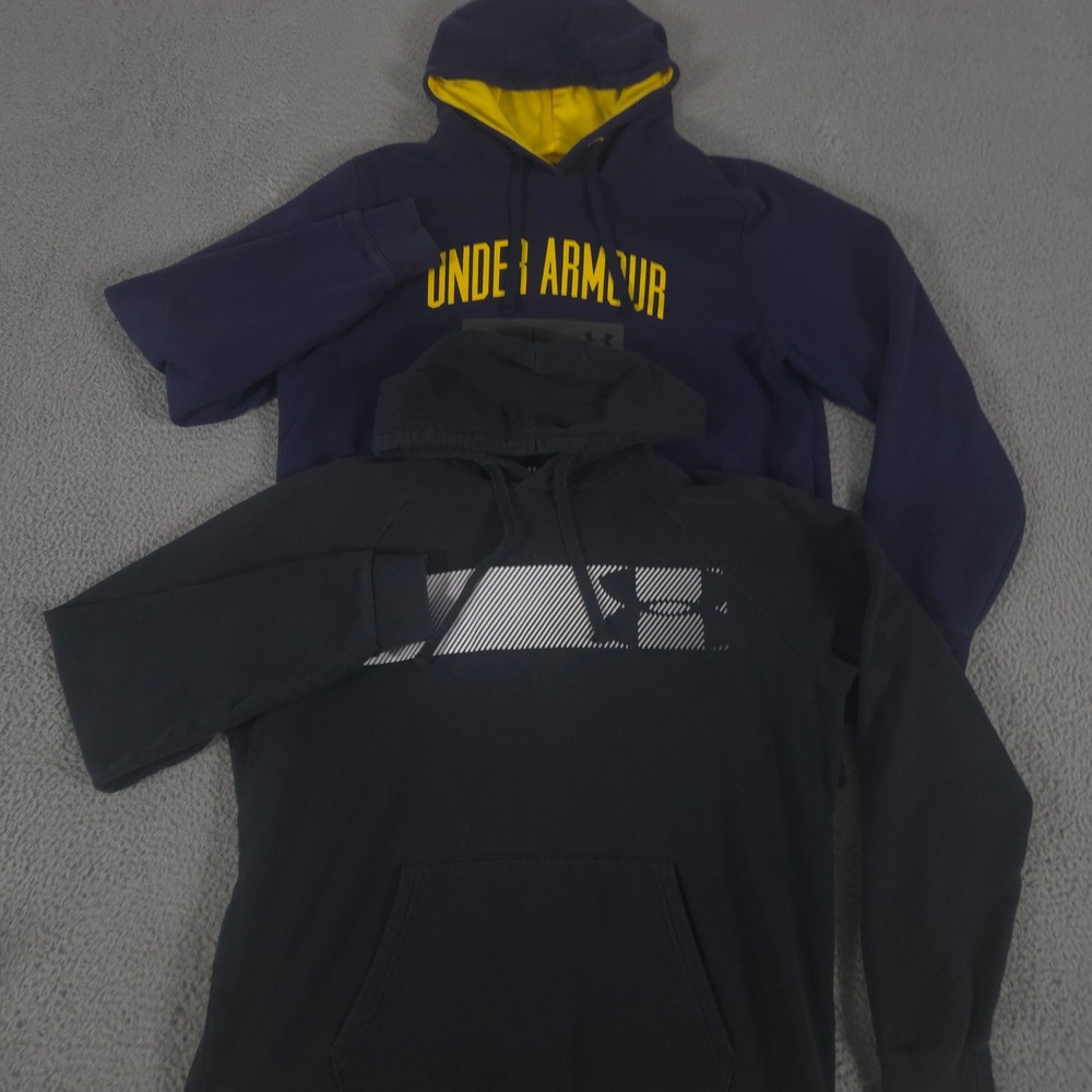 LOT OF 2 Under Armour Hoodie Mens XL Multi Charged Cotton Rival Fleece Graphic